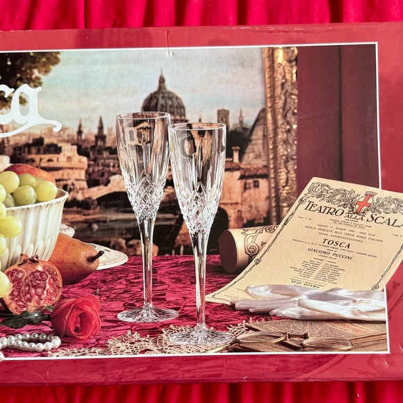 NEW 5Pc VTG ROC Italy, Crystal Toska Champagne Crystal Glasses, Original Box Tag - Picture 2 of 7